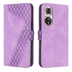 Leather Case Stands Flip Cover Holder H04X for Huawei P50 Pro Purple
