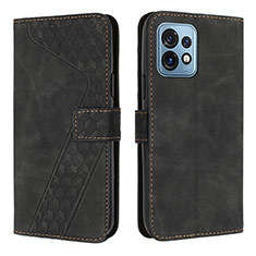 Leather Case Stands Flip Cover Holder H04X for Motorola Moto Edge 40 Pro 5G Black