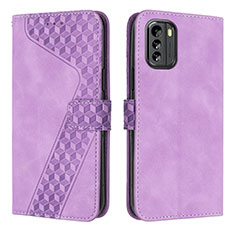 Leather Case Stands Flip Cover Holder H04X for Nokia G60 5G Purple
