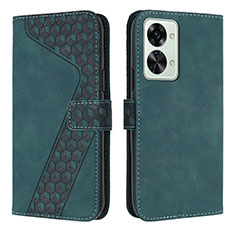 Leather Case Stands Flip Cover Holder H04X for OnePlus Nord 2T 5G Green