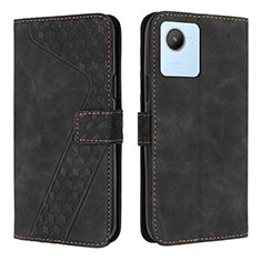 Leather Case Stands Flip Cover Holder H04X for Realme C30 Black