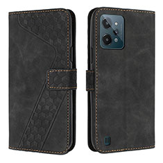 Leather Case Stands Flip Cover Holder H04X for Realme C31 Black