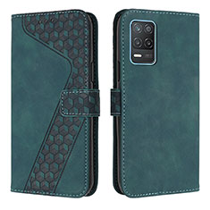 Leather Case Stands Flip Cover Holder H04X for Realme Q3 5G Green