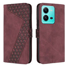 Leather Case Stands Flip Cover Holder H04X for Vivo V25 5G Blue