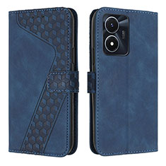 Leather Case Stands Flip Cover Holder H04X for Vivo Y02S Blue