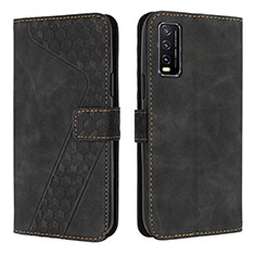Leather Case Stands Flip Cover Holder H04X for Vivo Y20 Black