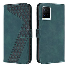 Leather Case Stands Flip Cover Holder H04X for Vivo Y21 Green