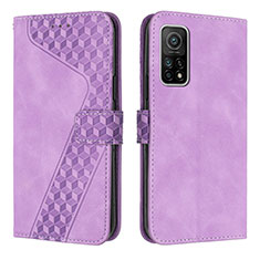 Leather Case Stands Flip Cover Holder H04X for Xiaomi Mi 10T Pro 5G Purple