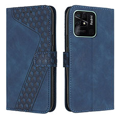 Leather Case Stands Flip Cover Holder H04X for Xiaomi Redmi 10 India Blue