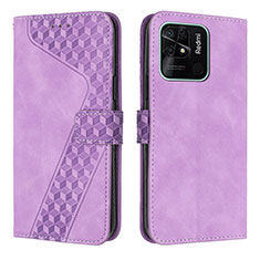 Leather Case Stands Flip Cover Holder H04X for Xiaomi Redmi 10 Power Purple