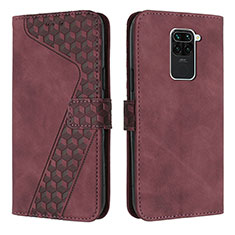 Leather Case Stands Flip Cover Holder H04X for Xiaomi Redmi 10X 4G Red Wine