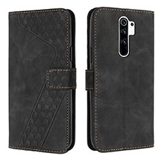 Leather Case Stands Flip Cover Holder H04X for Xiaomi Redmi 9 Black