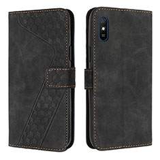 Leather Case Stands Flip Cover Holder H04X for Xiaomi Redmi 9A Black