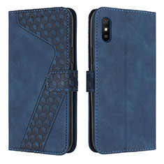 Leather Case Stands Flip Cover Holder H04X for Xiaomi Redmi 9A Blue