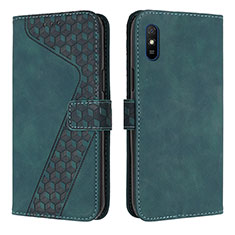 Leather Case Stands Flip Cover Holder H04X for Xiaomi Redmi 9A Green