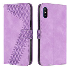 Leather Case Stands Flip Cover Holder H04X for Xiaomi Redmi 9A Purple