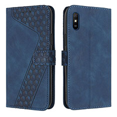 Leather Case Stands Flip Cover Holder H04X for Xiaomi Redmi 9i Blue