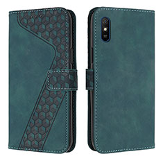 Leather Case Stands Flip Cover Holder H04X for Xiaomi Redmi 9i Green