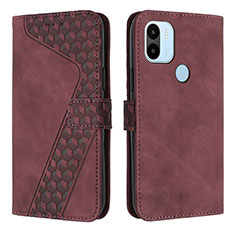 Leather Case Stands Flip Cover Holder H04X for Xiaomi Redmi A1 Plus Red Wine