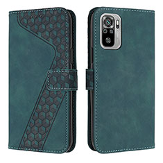 Leather Case Stands Flip Cover Holder H04X for Xiaomi Redmi Note 10S 4G Green