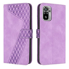 Leather Case Stands Flip Cover Holder H04X for Xiaomi Redmi Note 10S 4G Purple