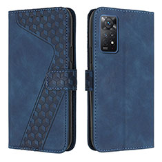 Leather Case Stands Flip Cover Holder H04X for Xiaomi Redmi Note 11 Pro 4G Blue