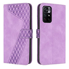 Leather Case Stands Flip Cover Holder H04X for Xiaomi Redmi Note 11S 5G Purple