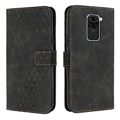 Leather Case Stands Flip Cover Holder H04X for Xiaomi Redmi Note 9 Black