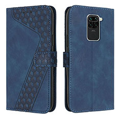 Leather Case Stands Flip Cover Holder H04X for Xiaomi Redmi Note 9 Blue