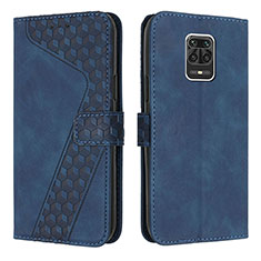 Leather Case Stands Flip Cover Holder H04X for Xiaomi Redmi Note 9 Pro Blue