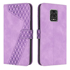 Leather Case Stands Flip Cover Holder H04X for Xiaomi Redmi Note 9 Pro Max Purple