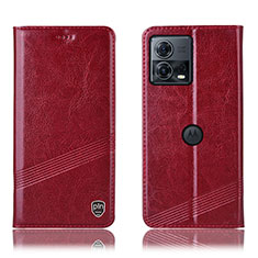 Leather Case Stands Flip Cover Holder H05P for Motorola Moto Edge 30 Fusion 5G Red
