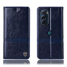 Leather Case Stands Flip Cover Holder H05P for Motorola Moto Edge 30 Pro 5G Blue