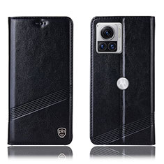 Leather Case Stands Flip Cover Holder H05P for Motorola Moto Edge 30 Ultra 5G Black