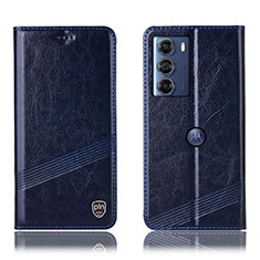 Leather Case Stands Flip Cover Holder H05P for Motorola Moto Edge S30 5G Blue