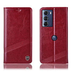 Leather Case Stands Flip Cover Holder H05P for Motorola Moto Edge S30 5G Red