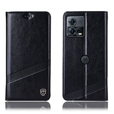 Leather Case Stands Flip Cover Holder H05P for Motorola Moto Edge S30 Pro 5G Black
