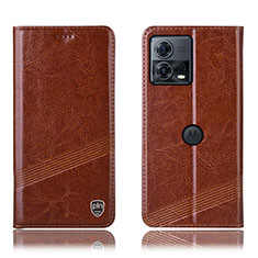Leather Case Stands Flip Cover Holder H05P for Motorola Moto Edge S30 Pro 5G Light Brown