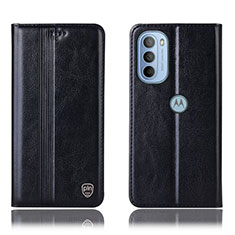 Leather Case Stands Flip Cover Holder H05P for Motorola Moto G31 Black