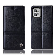 Leather Case Stands Flip Cover Holder H05P for Motorola Moto G32 Black