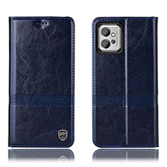 Leather Case Stands Flip Cover Holder H05P for Motorola Moto G32 Blue