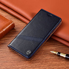 Leather Case Stands Flip Cover Holder H05P for Motorola Moto G62 5G Blue