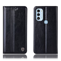 Leather Case Stands Flip Cover Holder H05P for Motorola Moto G71 5G Black