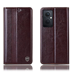 Leather Case Stands Flip Cover Holder H05P for OnePlus Nord N20 5G Brown