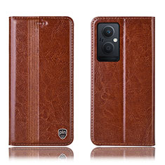 Leather Case Stands Flip Cover Holder H05P for OnePlus Nord N20 5G Light Brown