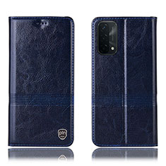 Leather Case Stands Flip Cover Holder H05P for OnePlus Nord N200 5G Blue