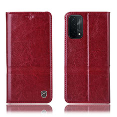 Leather Case Stands Flip Cover Holder H05P for OnePlus Nord N200 5G Red