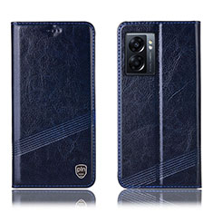 Leather Case Stands Flip Cover Holder H05P for OnePlus Nord N300 5G Blue