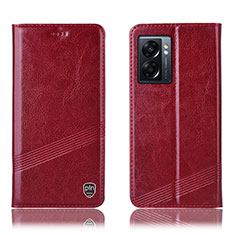 Leather Case Stands Flip Cover Holder H05P for OnePlus Nord N300 5G Red