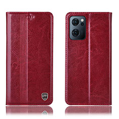 Leather Case Stands Flip Cover Holder H05P for Oppo Find X5 Lite 5G Red